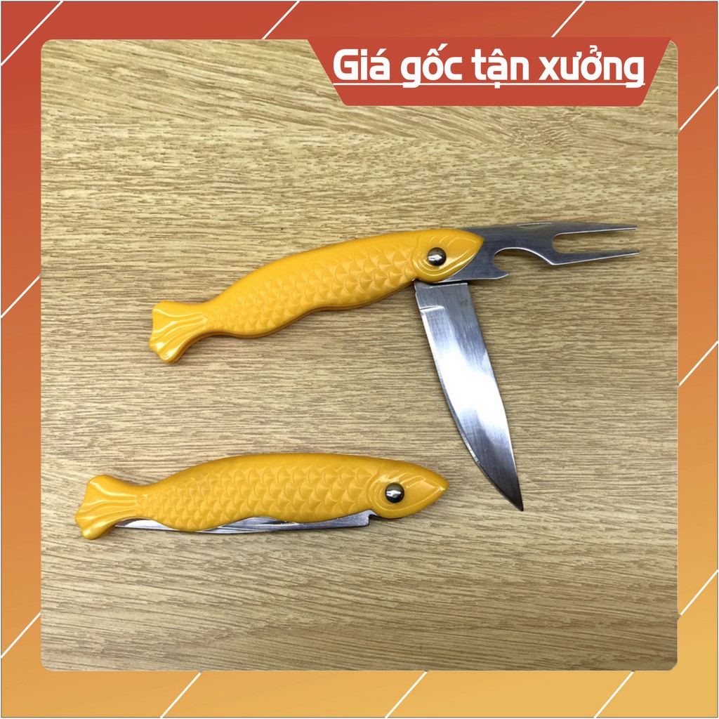 Dao xếp hình con cá 3 in 1 khui bia - dao - nĩa nhọn