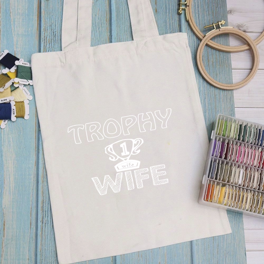 Túi vải túi Tote TROPHY - Mẫu 1 vải canvas dày đẹp cho nữ có khóa miệng đi học đi chơi. In hình theo yêu cầu