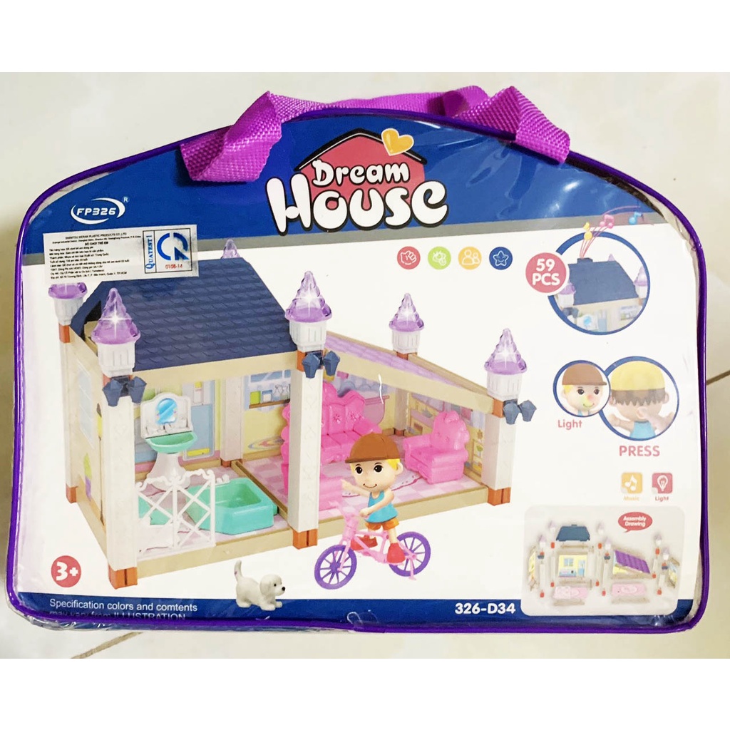 Đồ Chơi Lắp Ráp Ngôi Nhà Búp Bê - chibi có nhạc đèn búp bê rất dễ Thương cho bé gái tặng kèm pin