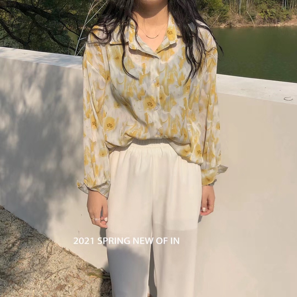 SUXI Áo Sơ Mi Nữ Dài Tay Cổ Bẻ Thời Trang Hàn