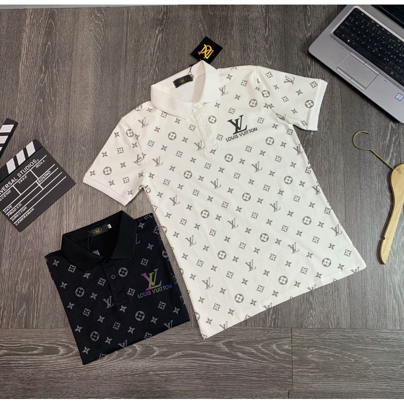 [ GIẢM GIÁ ] Áo thun polo nam nữ Lv phản quang logo sọc chữ Lv cực chất, vải cotton mịn | BigBuy360 - bigbuy360.vn