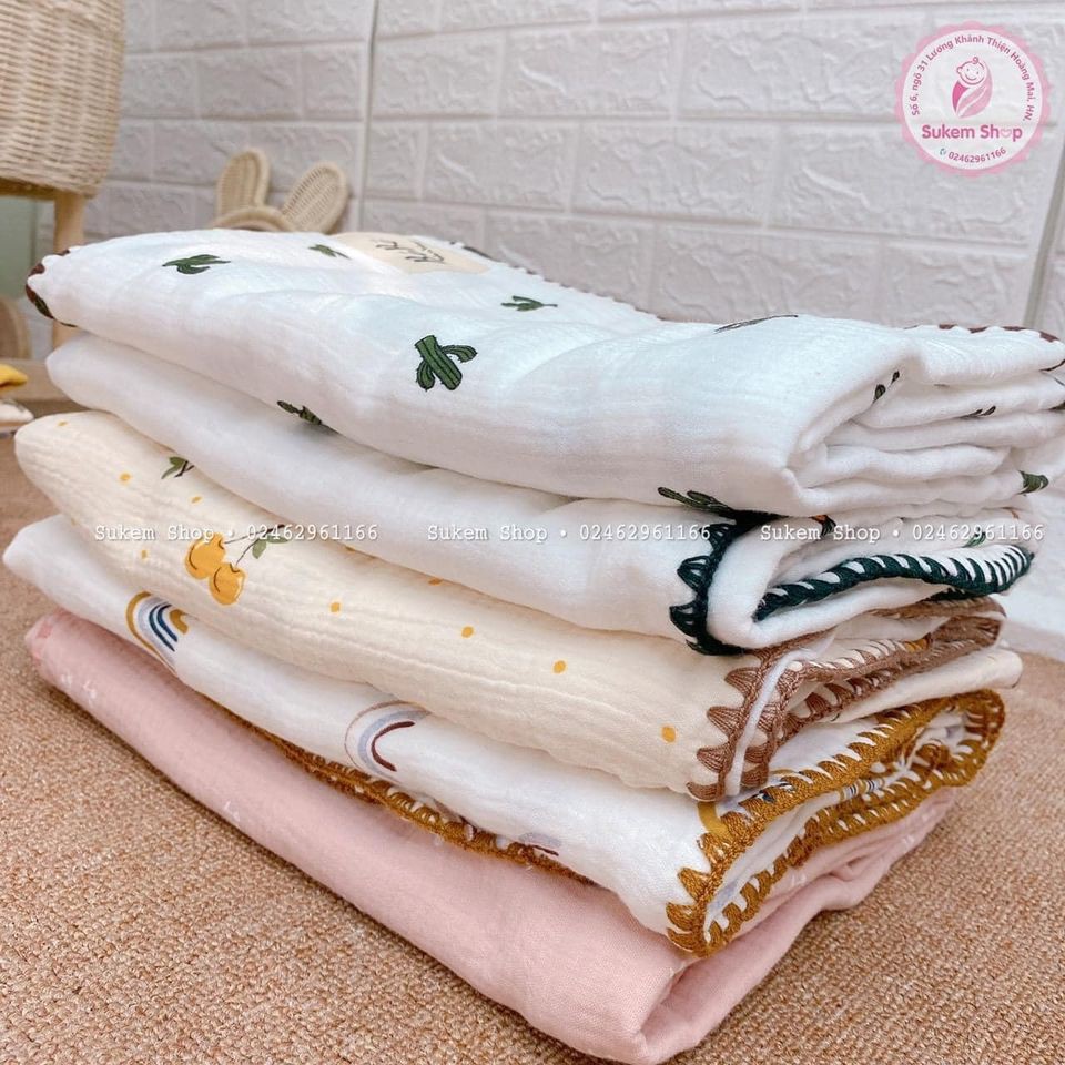 Chăn Xô 4 Lớp BéBé/Chăn Cho Bé Chất Xô Hàn Thoáng,Mềm, Siêu Nhẹ 70x90cm-100x120cm