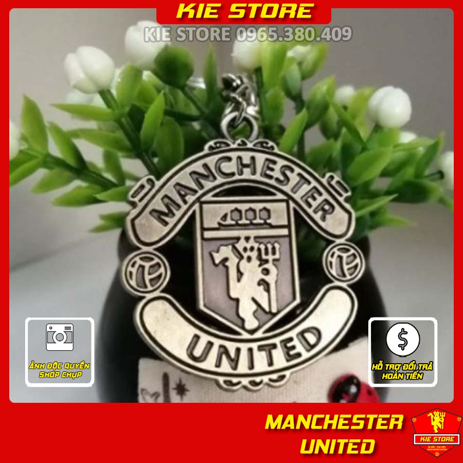 Móc chìa khóa kim loại mạ ĐỒNG in nổi 2 mặt CLB Manchester United / Phụ kiện móc khóa MU kim loại