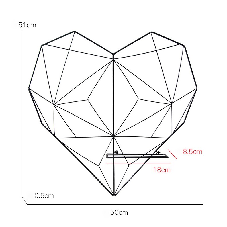 Kệ sắt treo tường trang trí hình trái tim, kệ sắt treo đồ đa năng FAMAHA