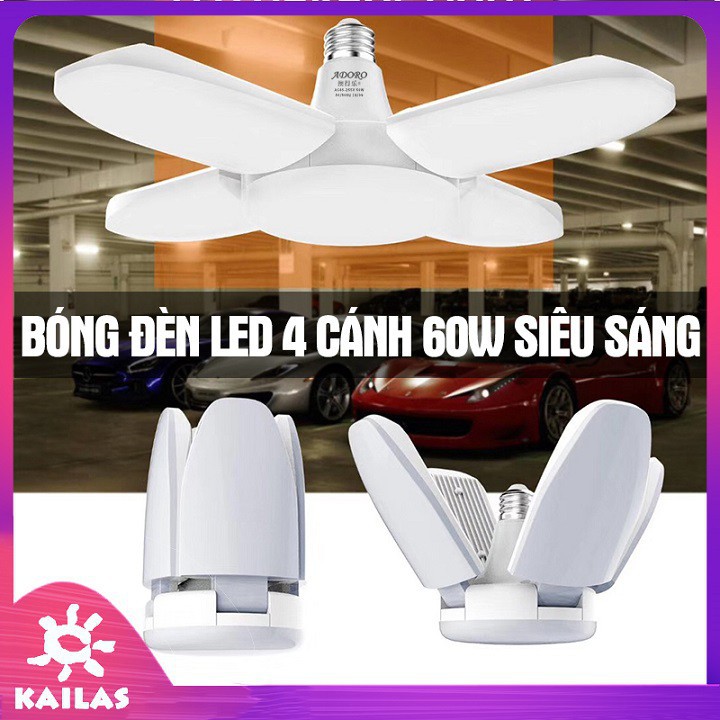 bảo hành 1 đổi 1 - đèn led 4 cánh 60w thế hệ mới , sáng 5 vị trí