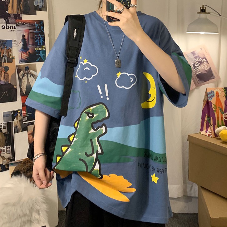 Áo thun tay ngắn in hình trẻ trung phong cách hàn quốc cho cặp đôi