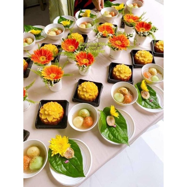 Khuôn làm ấn xôi, rau câu, bánh trung thu hoa mai tầng 9cm siêu đẹp