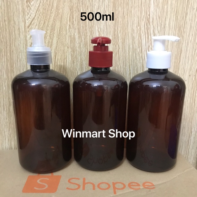 Chai nhựa nâu vòi ấn 500ml