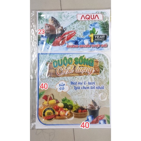 combo 10 tem dán tủ lạnh Aqua