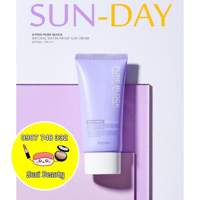 Kem Chống Nắng Chống Trôi A'Pieu Pure Block Natural Waterproof Sun Cream SPF50+ PA+++