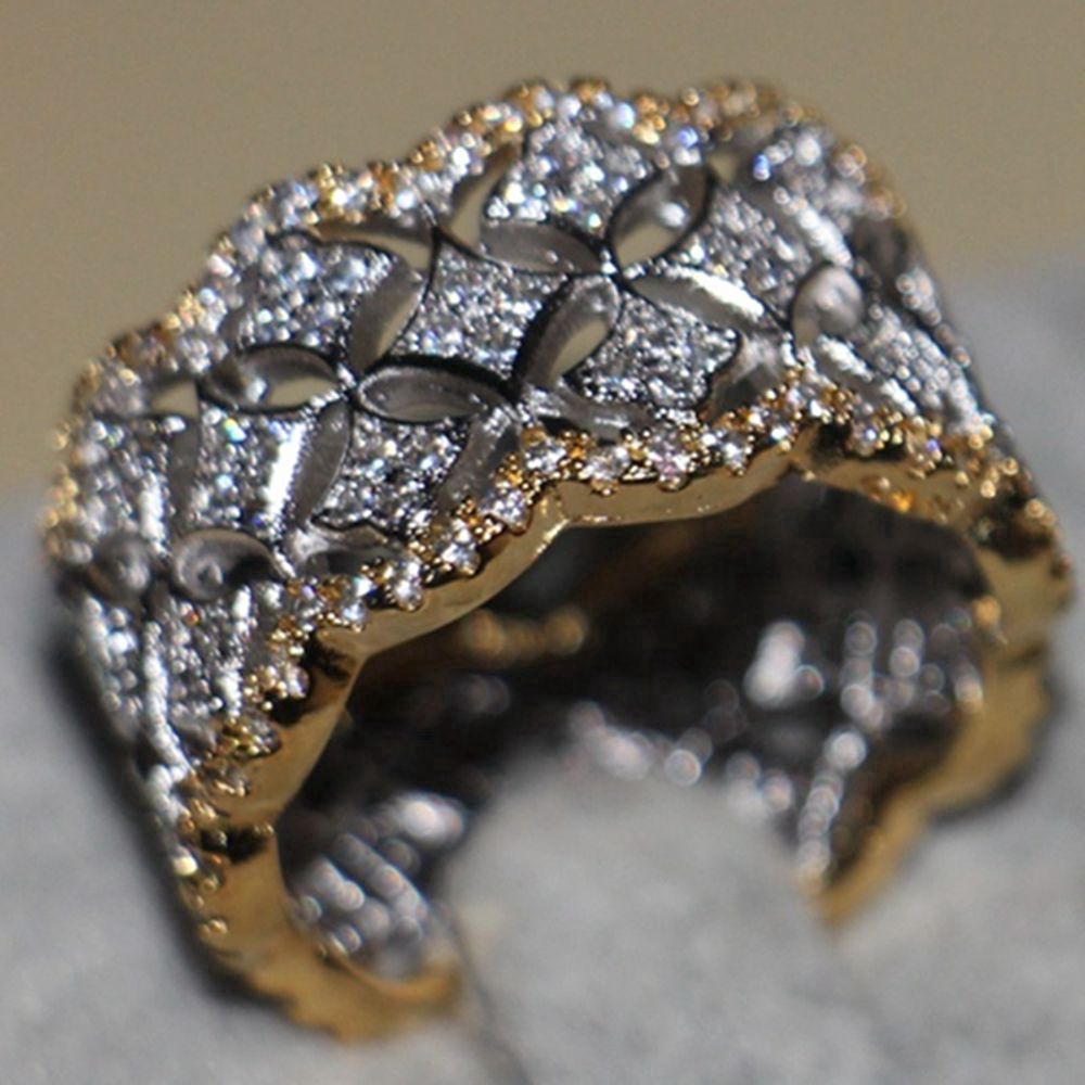 Cross Star Dengan Cincin Berlian, Fashion Diamond Ring Gift Jewelry