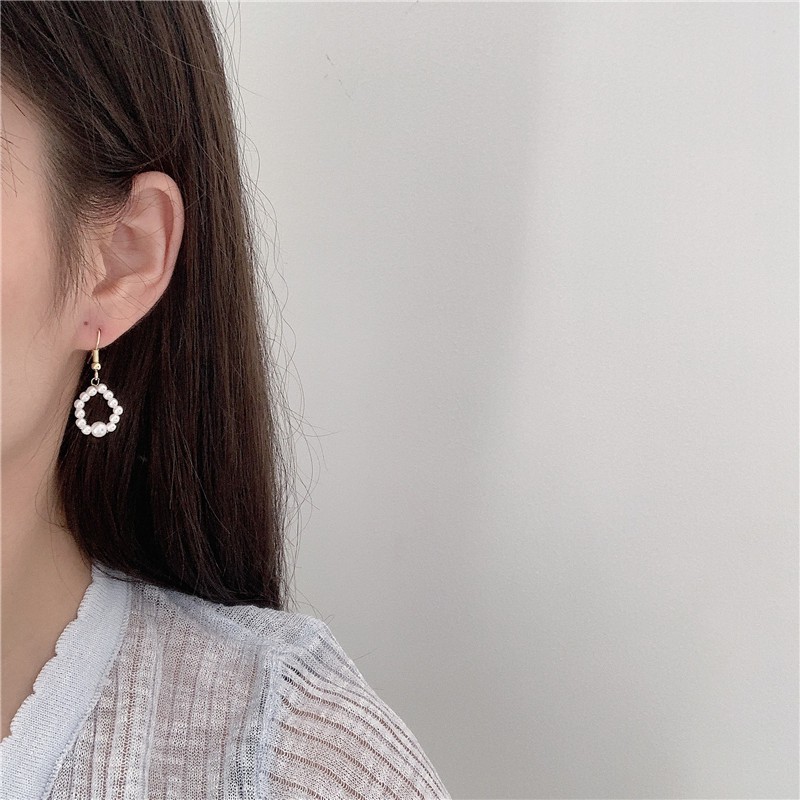 Hoa tai ngọc trai nhân tạo đan tay dáng tròn MS234