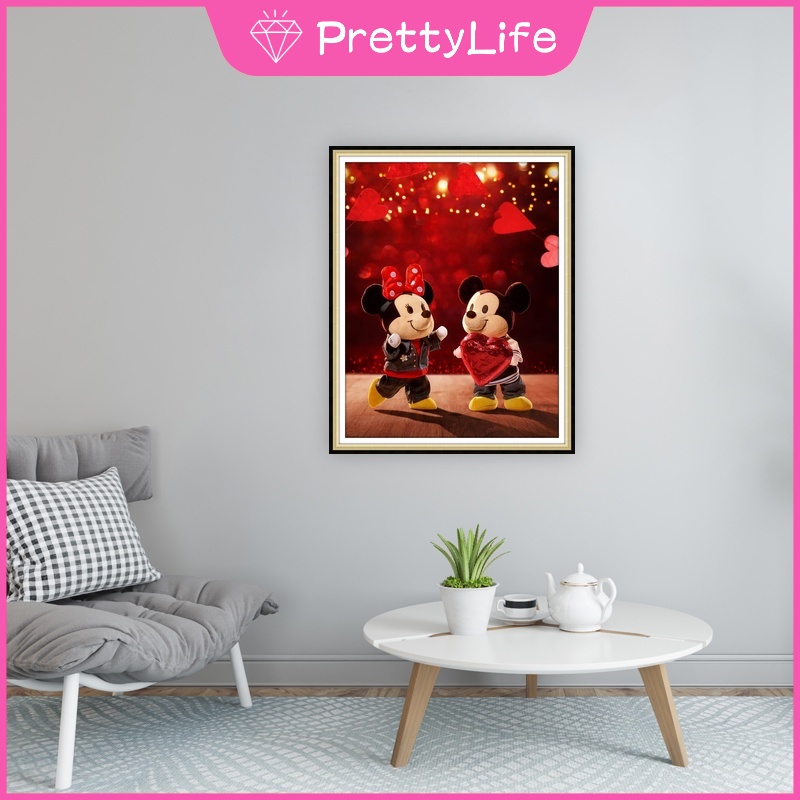 Tranh Đính Đá 5D Tự Làm Hình Chuột Mickey Và Minnie Trang Trí Nhà Cửa 30x40cm