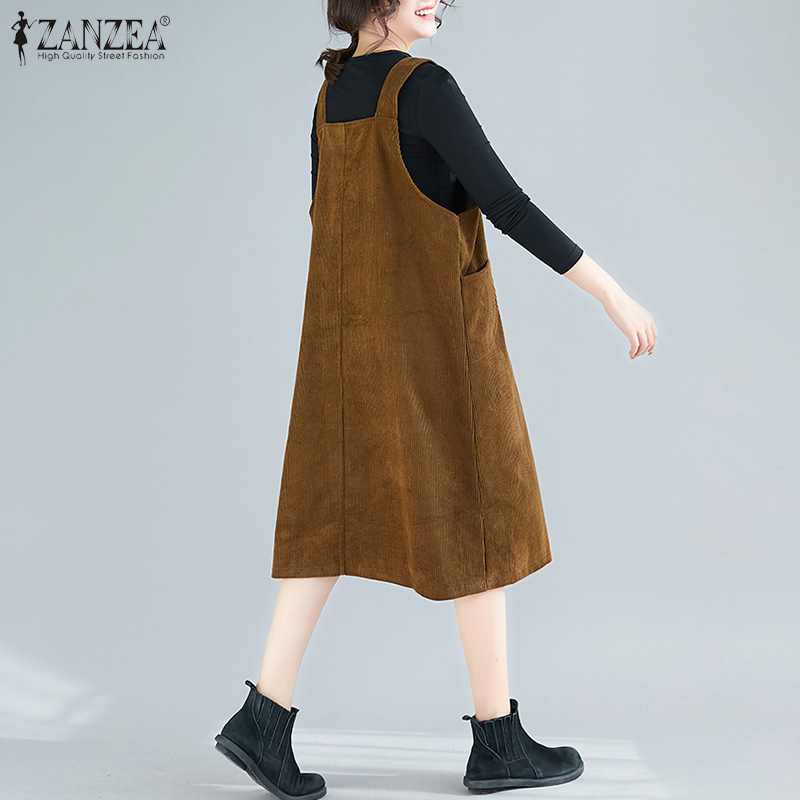 Đầm Yếm Zanzea Chất Nhung Hai Dây Thời Trang Đáng Yêu Cho Nữ