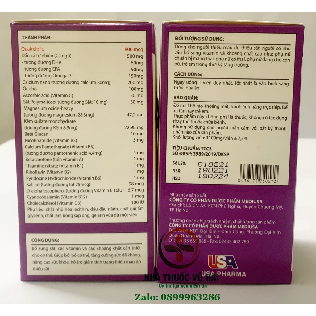 Viên bổ bà bầu PRONATAL DHA Bổ sung sắt, acid folic, vitamin cho mọi phụ nữ mang thai và cho con bú .