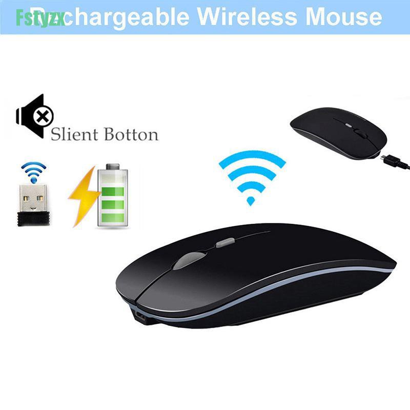 fstyzx New 2.4GHz Rechargeable Wireless Mouse Silent Button Ultra Thin USB Optical Mice