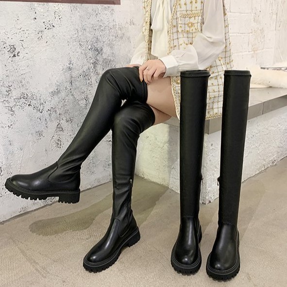 (ẢNH THẬT) BOOTS ĐÙI DA ĐẾ CHIẾN BINH 4CM KHÓA CẠNH MŨI TRÒN