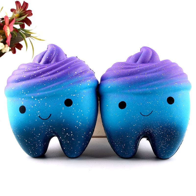 Squishy Lớn JUMBO Hình CÁI RĂNG màu xanh dương Đồ Chơi Xốp Giảm Stress Hình mềm mịn dễ Thương đàn hồi Cho Bé
