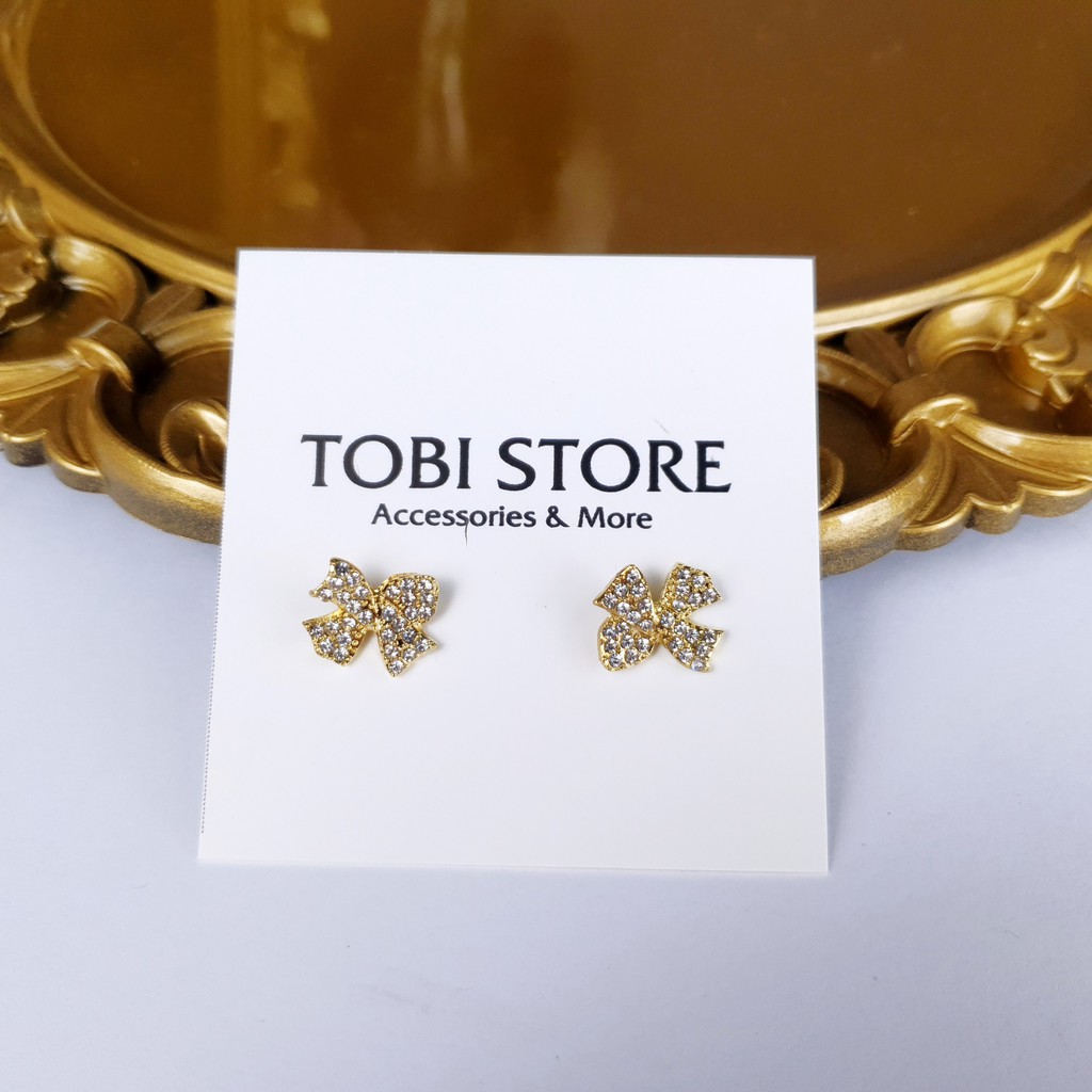 Khuyên tai nụ dành cho nữ hình nơ xinh xắn bông tai đính đá TB21 TOBI STORE