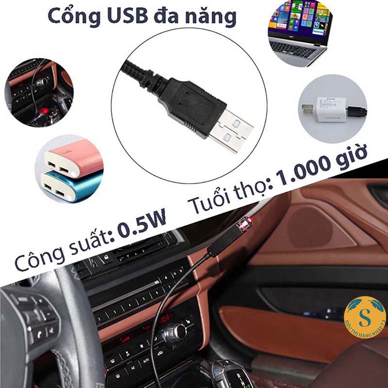 Đèn led laser bầu trời sao trong xe hơi, trần nhà đầu cắm USB tiện dụng [ĐÈN XE HƠI]