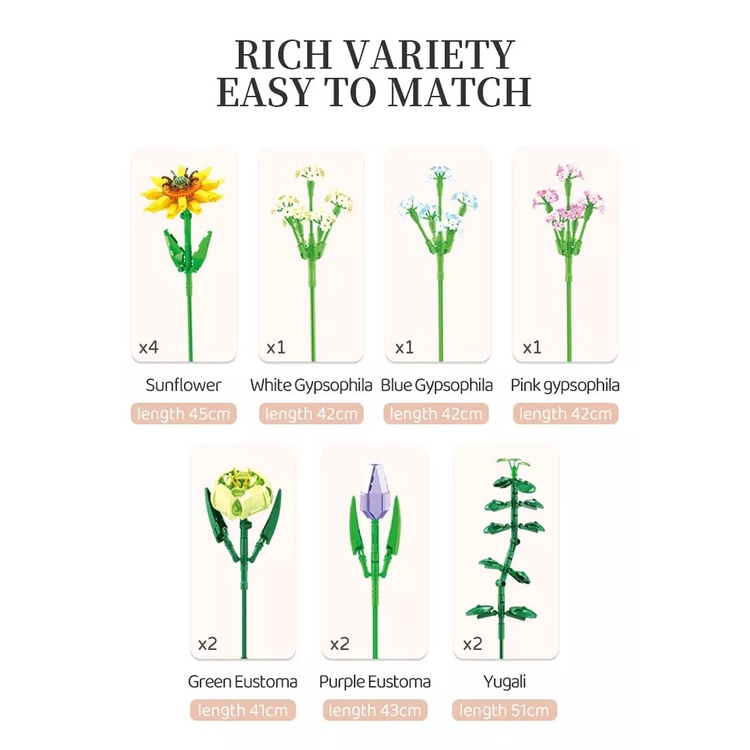 Bộ đồ chơi lắp ráp mô hình hoa bó hoa Hướng dương-655007