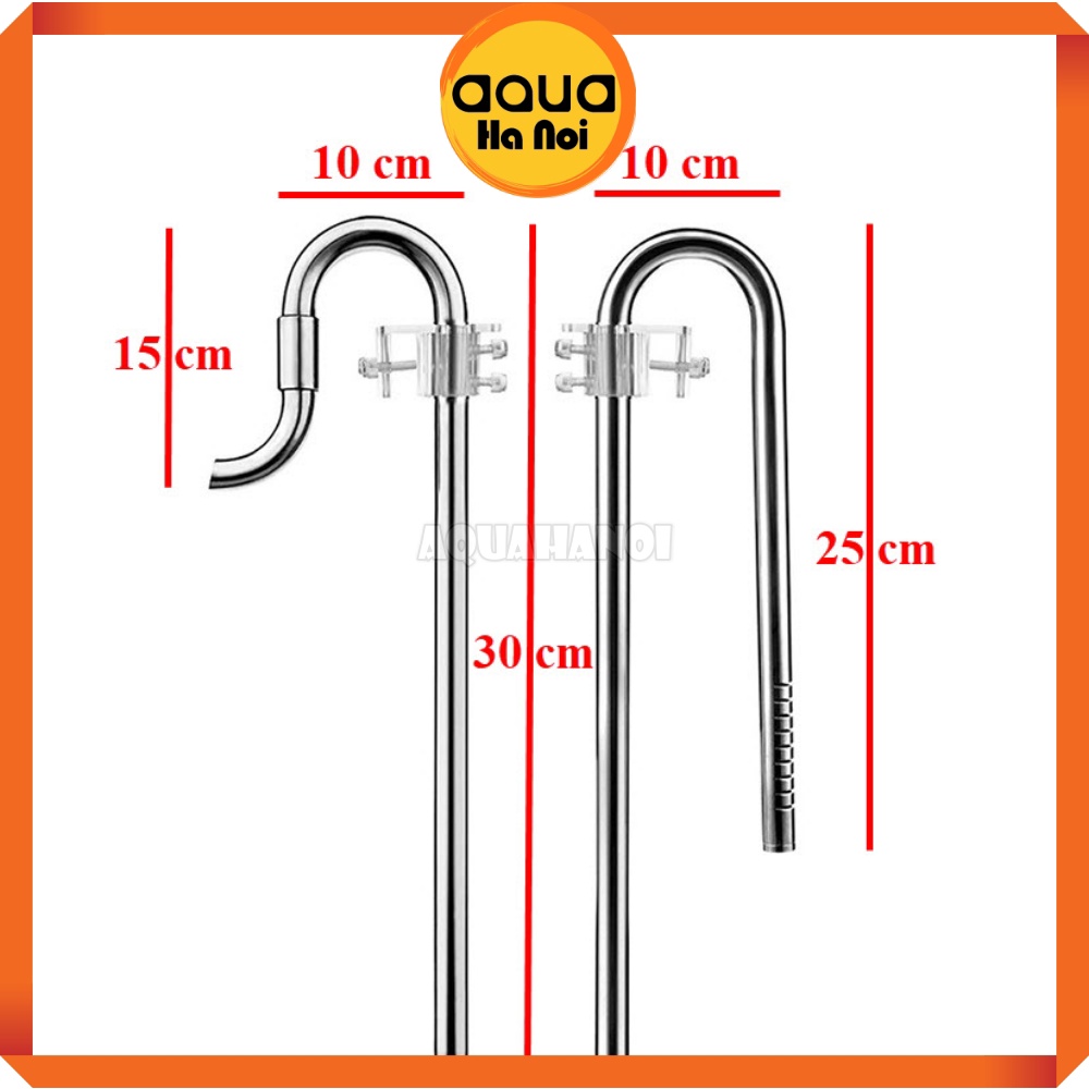 Bộ In out inox 304 Việt Nam - Đầu out xoay 360 độ - Không lọc váng - Phi 12/16mm - Tăng thẩm mĩ cho máy lọc hồ thủy sinh