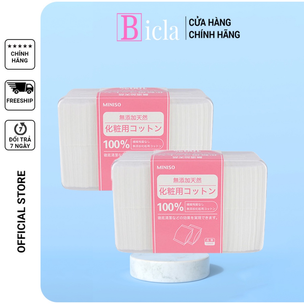 Bông tẩy trang miniso nhật bản 1000 miếng và 180 miếng.