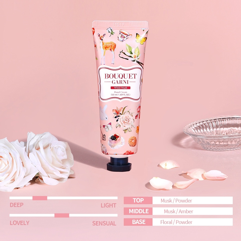 Kem Dưỡng Da Tay Garni 50ml Chiết Xuất Từ Hoa Anh Đào / Hoa Hồng / Bột Em Bé Làm Trắng Da