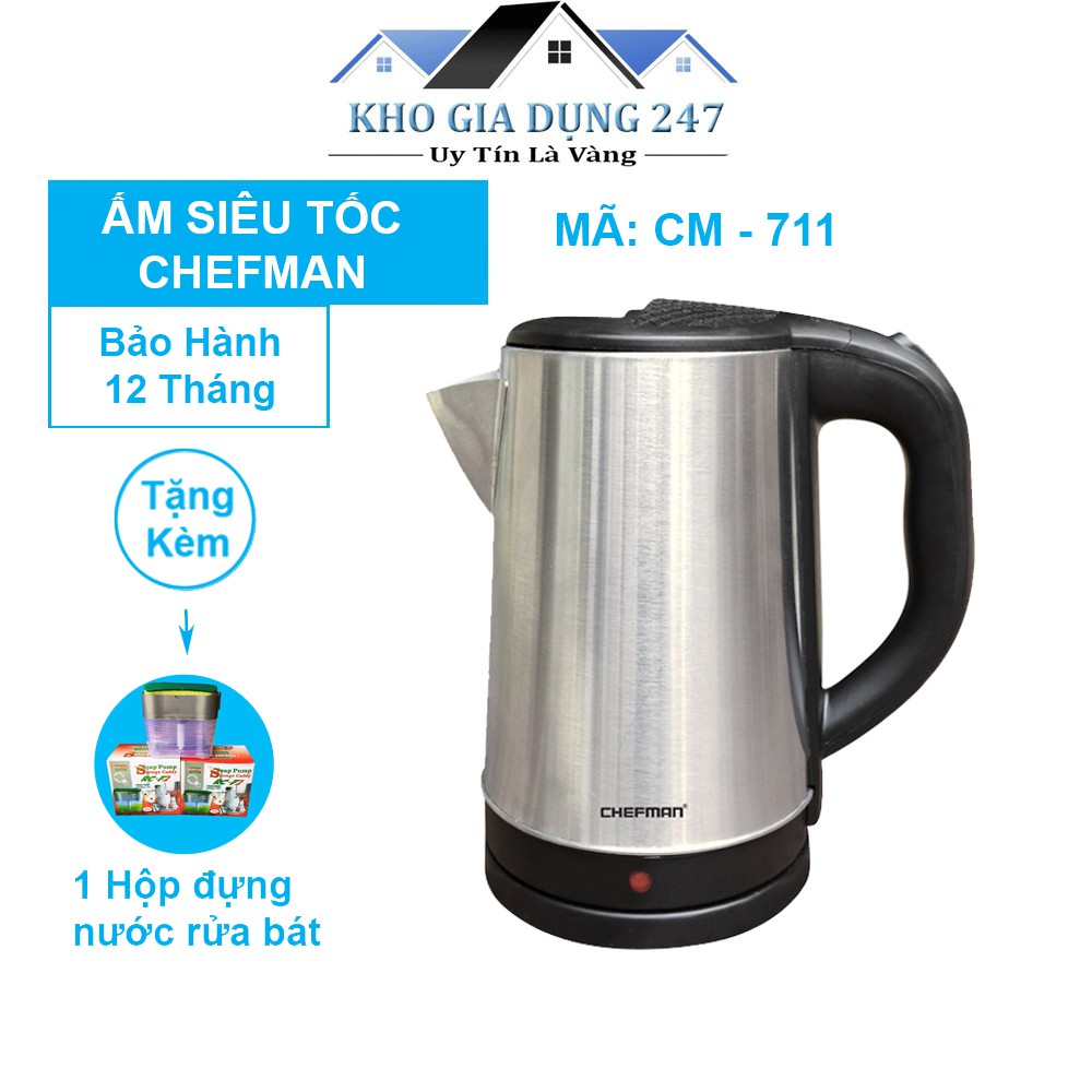 ✨Ấm Siêu Tốc Chefman✨ Tặng 1 Hộp đựng nước rửa bát, Bảo Hành 12 Tháng - Ấm Siêu Tốc - Ấm Đun Nước - Ấm Điện