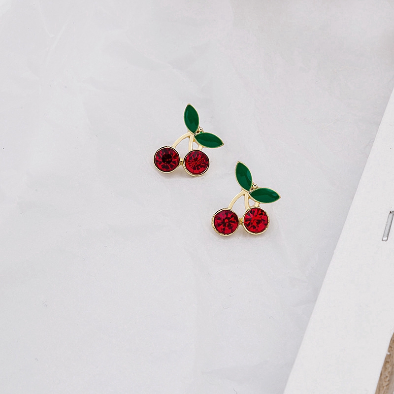[Mã FAMAYFA giảm 10K đơn 50K] Bông tai hình trái cherry phối pha lê cho nữ