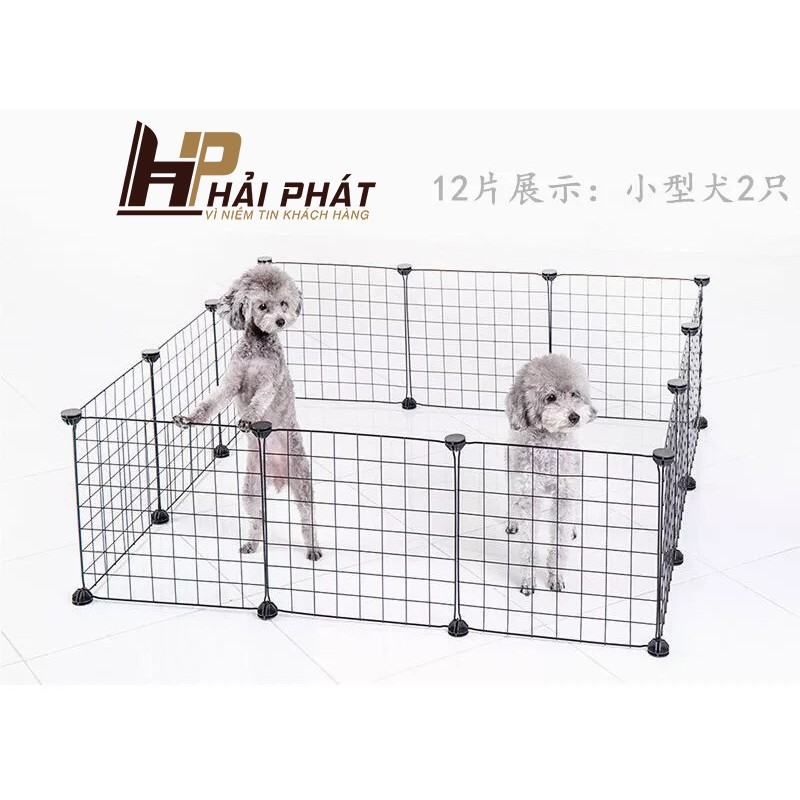 Chuồng chó mèo lắp ghép tiện lợi chắc chắn (12 tấm lưới đen  )