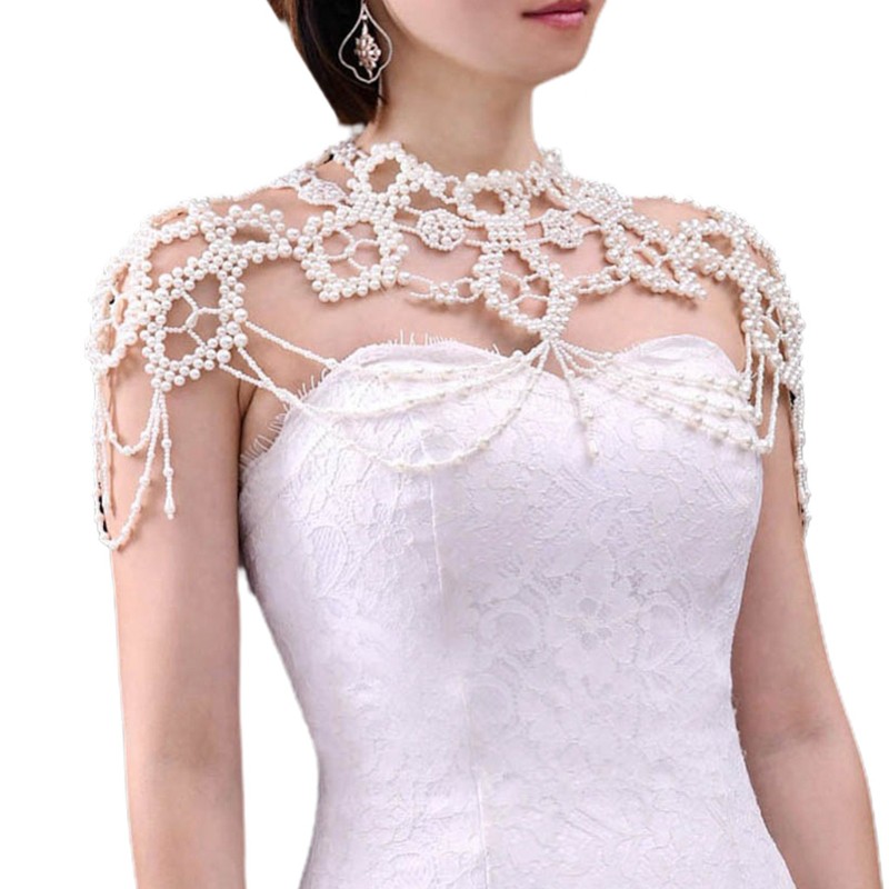 Vòng cổ dạng yếm đính ngọc trai giả xinh xắn độc đáo