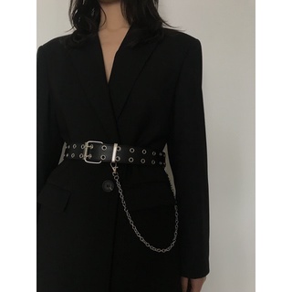 Thắt lưng nữ khóa vuông hai oze (Tặng kèm dây xích) E