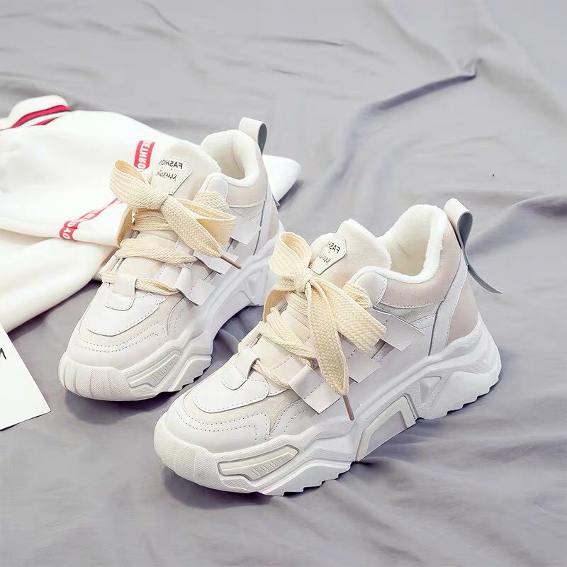 Giày nữ, giày thể thao sneaker dây bản to buộc nơ cực xinh mã hót nhất 2020