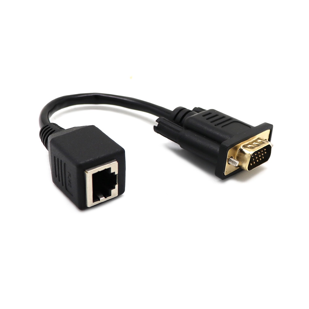 Dây cáp LAN CAT5 CAT6 chuyển đổi VGA sang RJ45 chuyên dụng màu đen