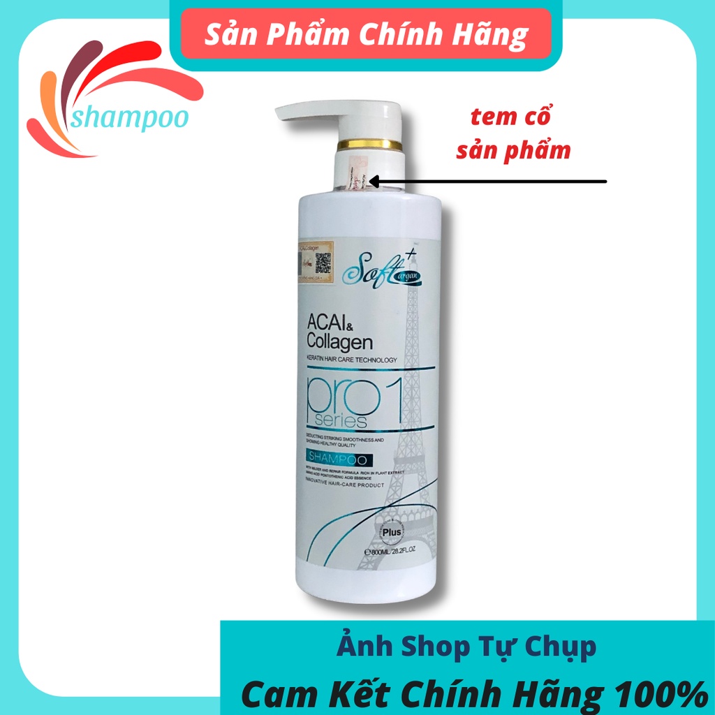 Cặp dầu gội xả collagen SOFT AGAN 800ml giúp tóc bóng mượt dưỡng sâu