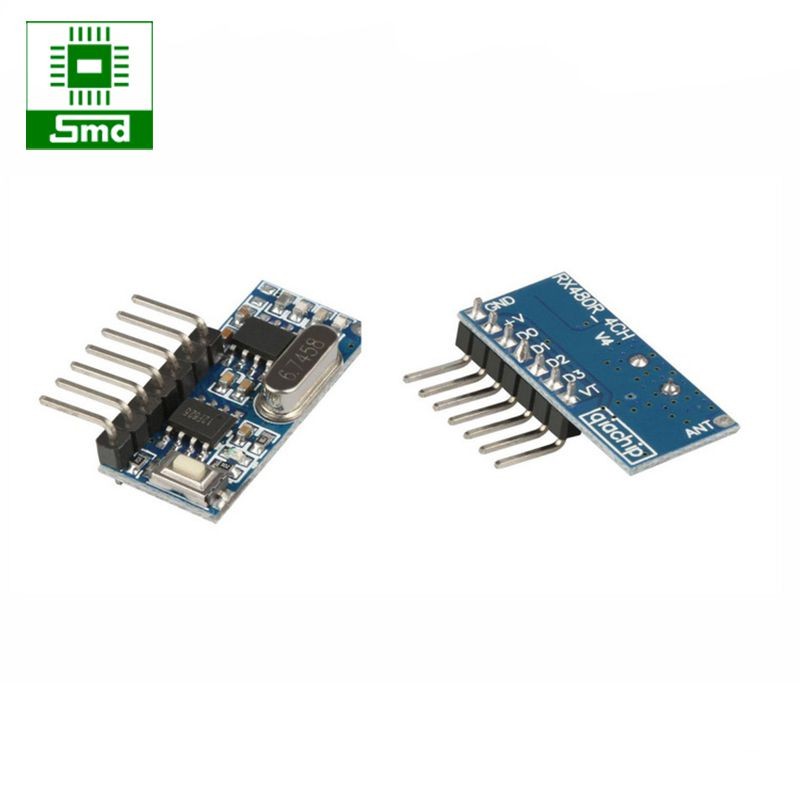 Mạch thu sóng RF học lệnh 433MHz RX480 4 kênh giải mã thay thế PT2262 2272 bộ điều khiển RF không dây từ xa