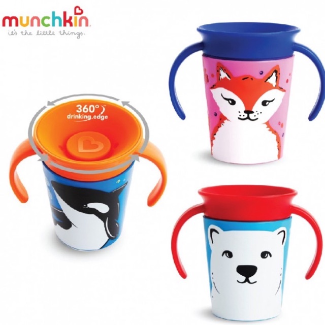 Cốc tập uống 360 độ Munchkin Deco chống đổ có tay cầm 177ml