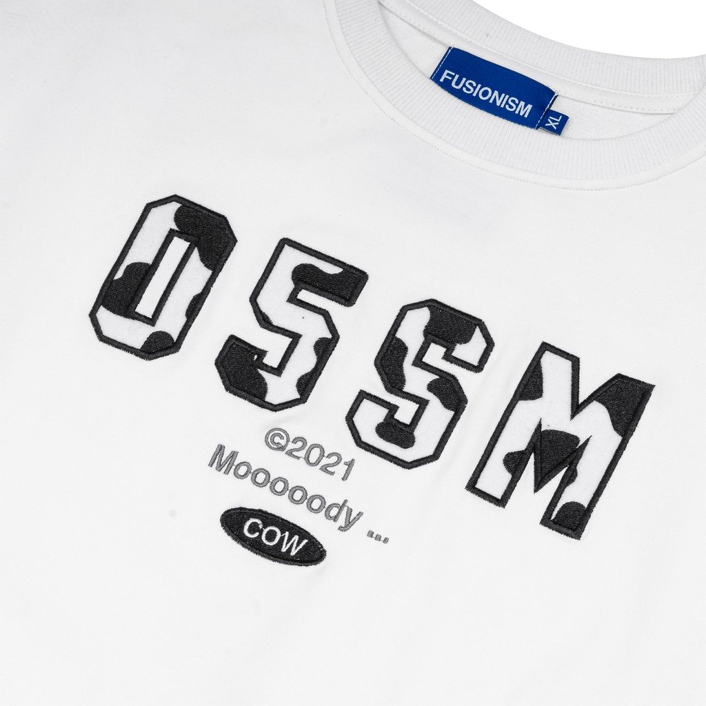 Áo Sweater Thêu Logo Bò Sữa 05SM Fusionism - Màu Trắng Đen - Unisex - Form Oversize