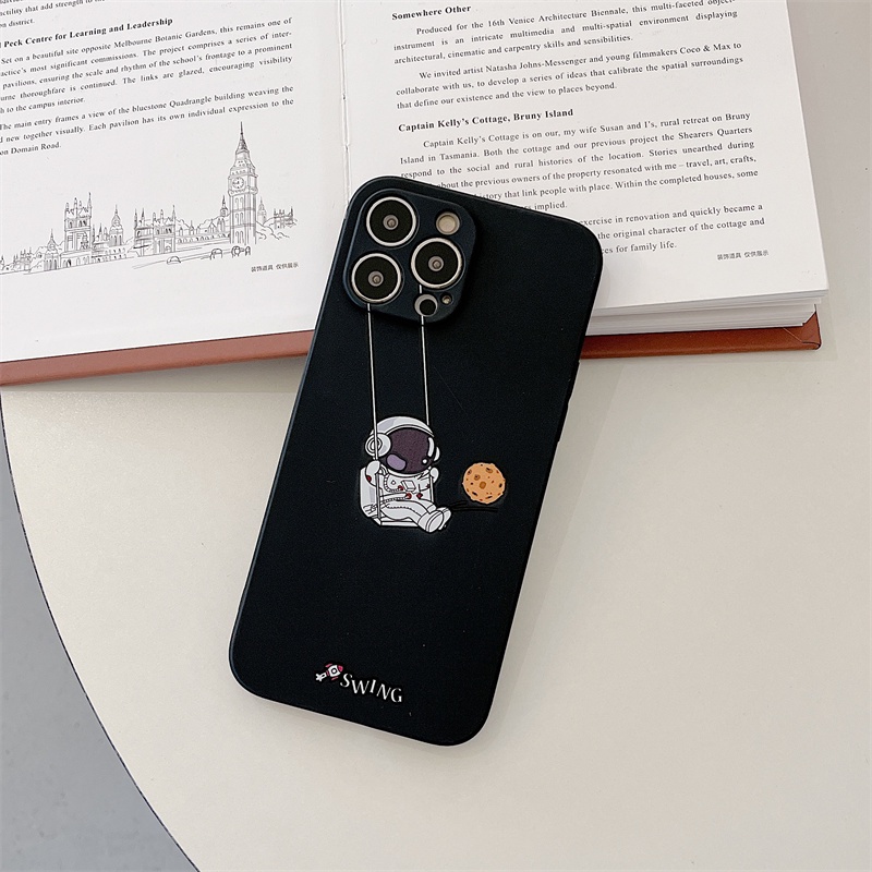 Ốp Điện Thoại silicone Mềm In Hình Phi Hành Gia Cho iphone 15 13 / 12 / 11 pro max x xr 7 8 plus Bảo Vệ