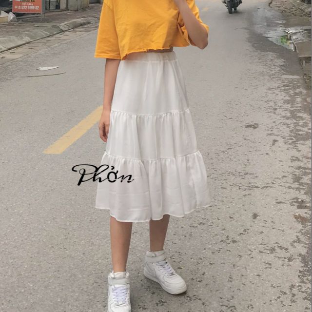 Chân váy dài ullzang[Ảnh thật]