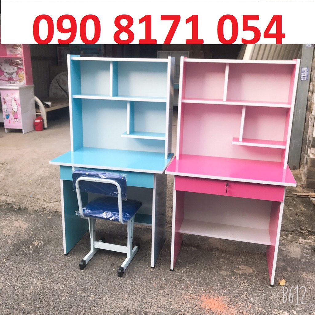 Bàn học sinh cho bé cấp 1 2 3 màu xanh dương,hồng và gỗ freeship
