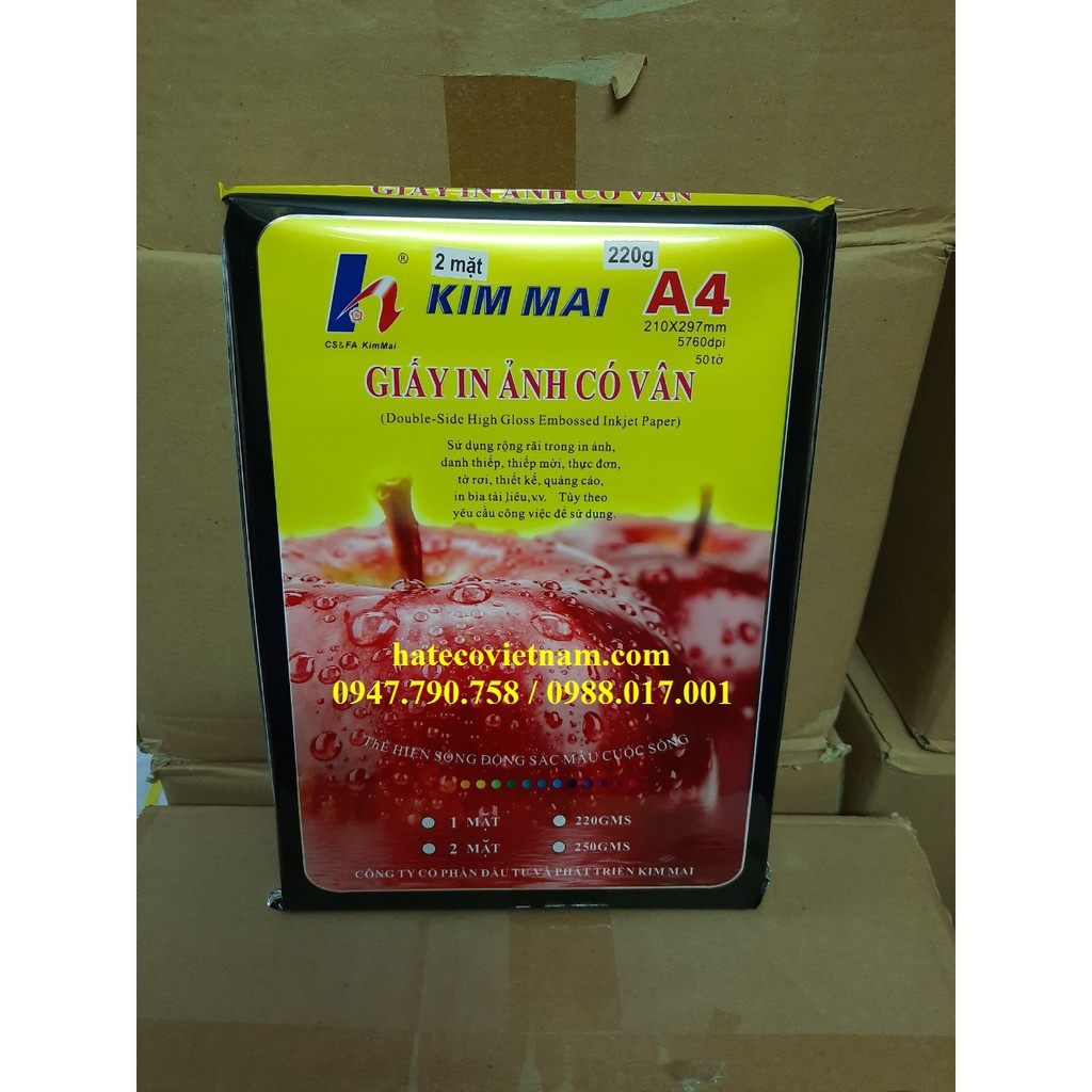 Giấy in ảnh 2 mặt có vân Kim Mai ĐL220gsm - Giấy bóng có vân