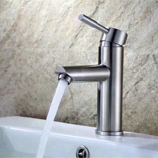 Vòi chậu lavabo nóng lạnh INOX 304 (dáng tròn) + Kèm 1 đôi dây cấp + phụ kiện lắp đặt