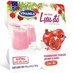 {Giao Grab-Now} Lốc 4 hộp Sữa Chua Ăn Vinamilk Vị Lựu Đỏ 100g