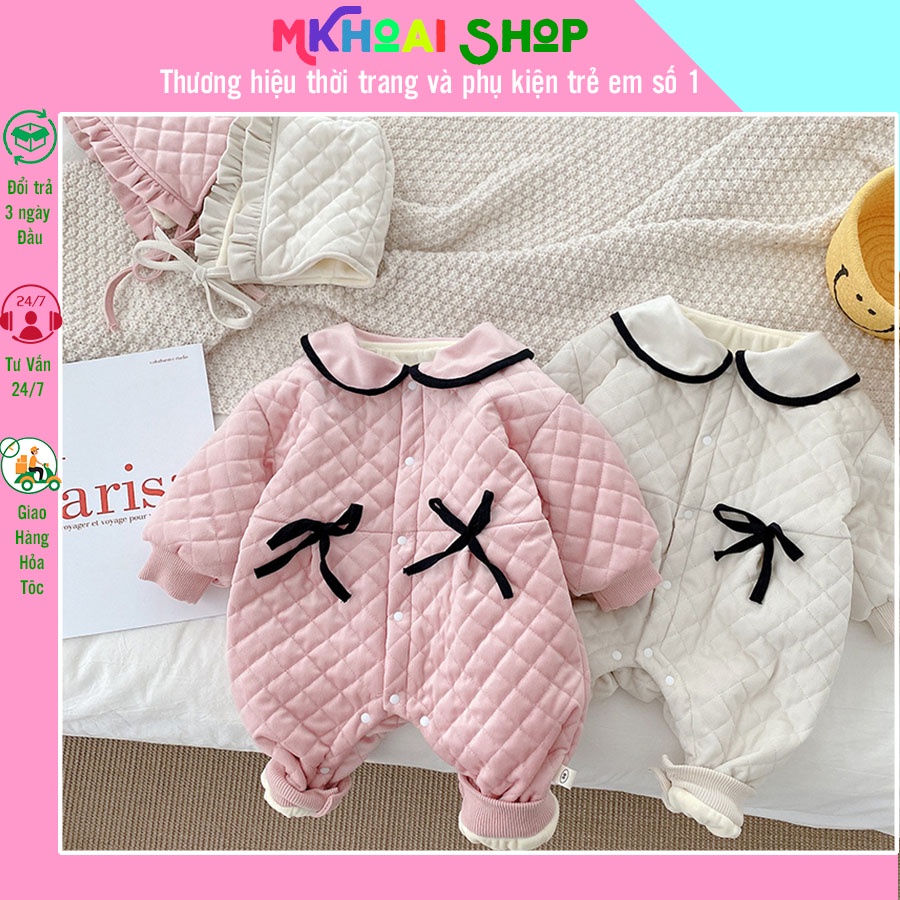 Hàng chính hãng Mẫu body kèm mũ lót nỉ bé gái Giá rẻ