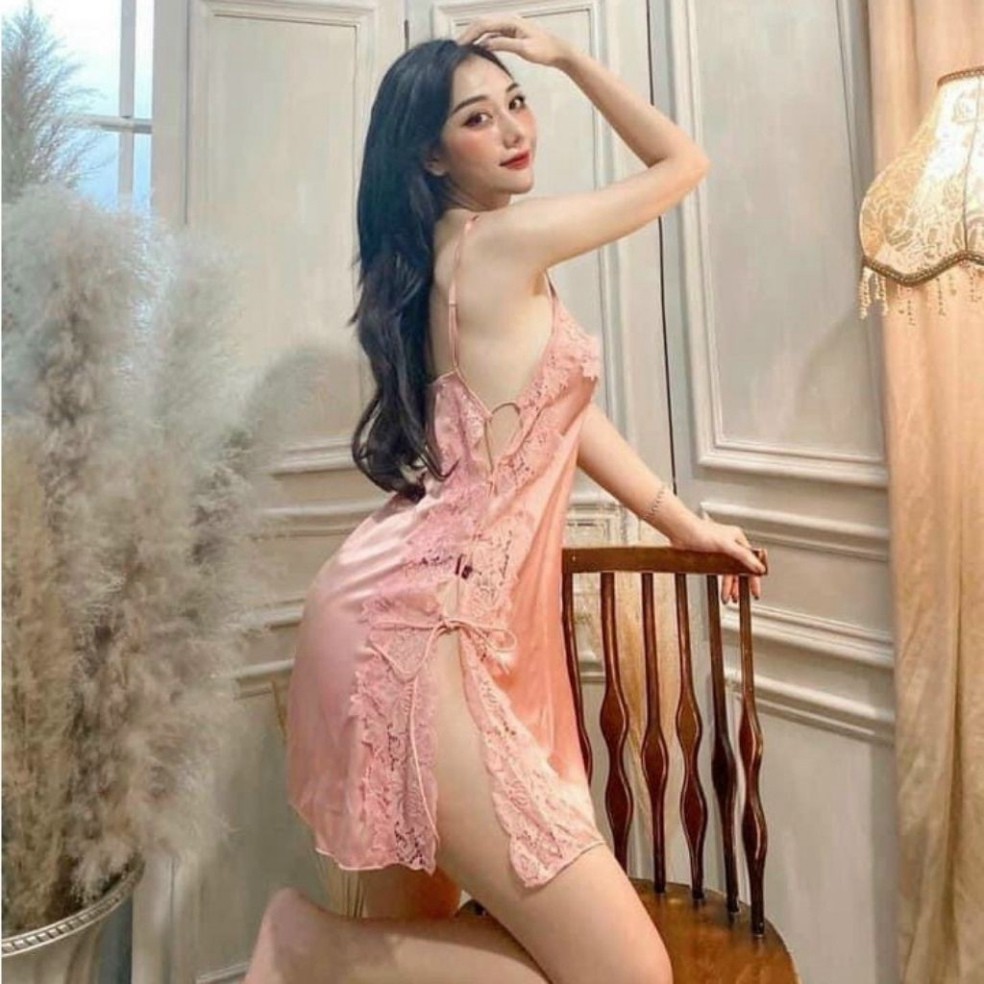 Đầm ngủ sexy MIKY, Đầm ngủ sexy đan dây Quảng Châu Vải Satin &lt;65kg