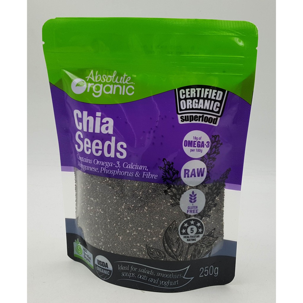 Hạt Chia Organic hàng chuẩn Úc. Khối lượng 250 gram.