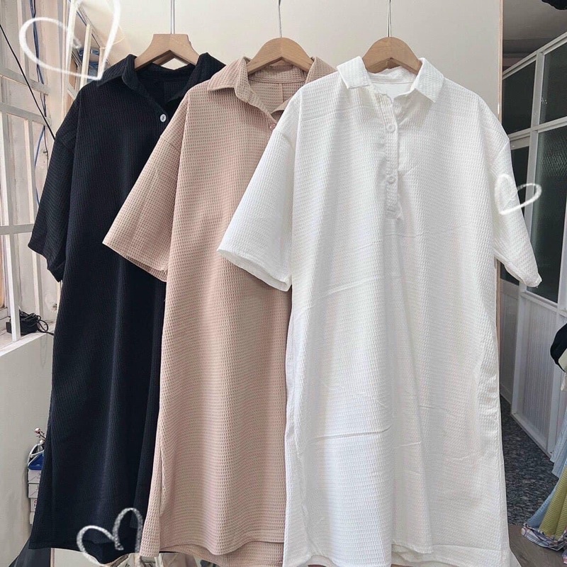 Đầm Polo oversize tổ ong 3 màu ( Ảnh thật/Video)