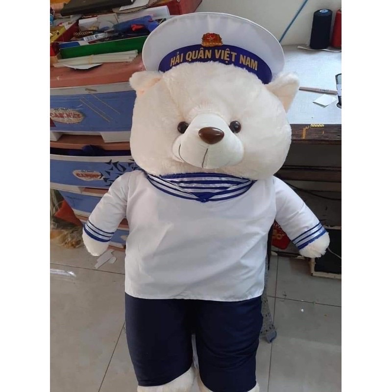Gấu Bộ Đội, Công An , Anh Ninh, Biên Phòng, Không QuÂn, Hải quân, Cảnh Sát biển 95cm in tên, quân hàm tiết theo yêu cầu